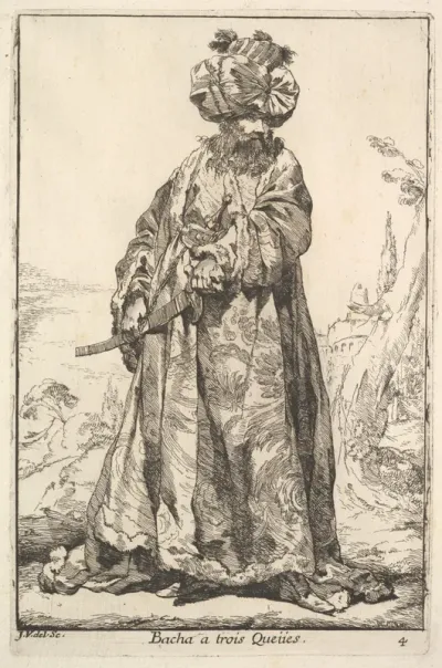 Pasha grasping a sword at his hip with both hands, from "Caravan of the Sultan to Mecca" (Caravane du Sultan à la Mecque)