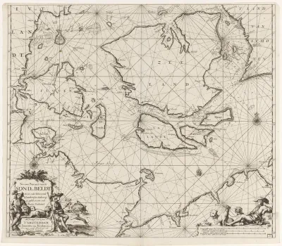 Paskaart van de Deense Eilanden, met een deel van de kust van Zweden en Duitsland