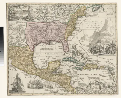 Paskaart van de Golf van Mexico en Noord-Amerika