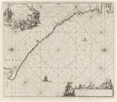 Paskaart van de kust van Congo, Gabon en Angola