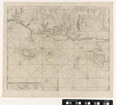 Paskaart van de kust van Frankrijk tussen het eiland Groix en de gemeente La Baule-Escoublac