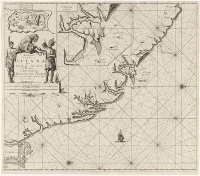 Paskaart van de kust van Frans Guyana