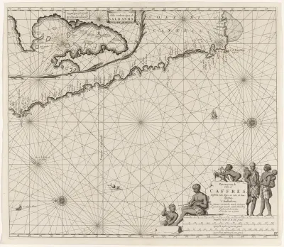 Paskaart van de kust van Namibië en Zuid-Afrika