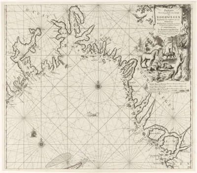 Paskaart van de kust van Noorwegen