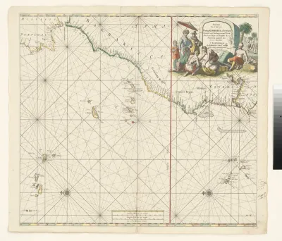 Paskaart van de kust van Portugal tot aan Gambia