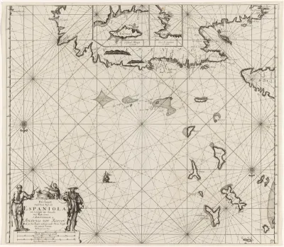Paskaart van de noordkust Hispaniola, met twee inzetkaarten