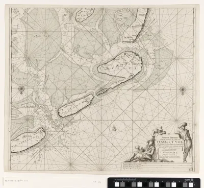 Paskaart van de Waddenzee vanaf Den Helder tot en met Terschelling