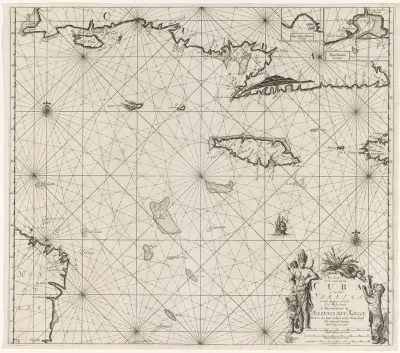 Paskaart van de zuidkust van Cuba en van Jamaica