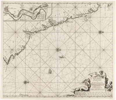 Paskaart van deel van de noordoostkust van Engeland en een deel van Schotland