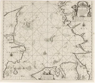 Paskaart van Denemarken met het Skagerrak en het Kattegat