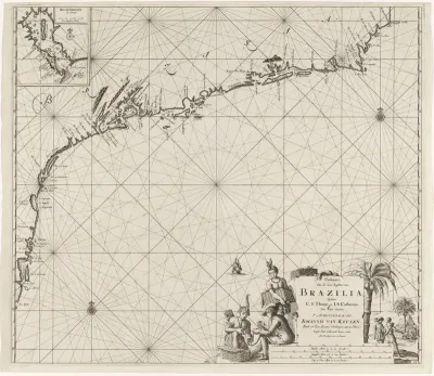 Paskaart van een deel van de kust van Brazilië bij Rio de Janeiro