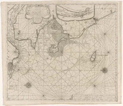 Paskaart van een deel van de kust van Bretagne