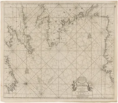 Paskaart van een deel van de kust van Ierland, Engeland, Frankrijk en Spanje