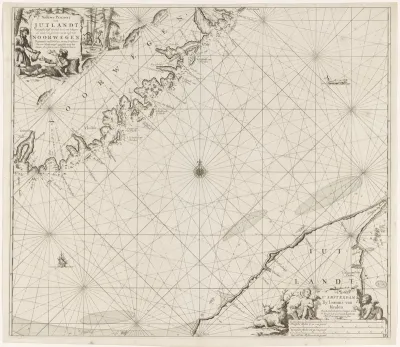 Paskaart van een deel van de kust van Noorwegen en Jutland