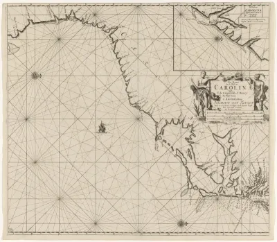 Paskaart van een deel van de oostkust van de Verenigde Staten