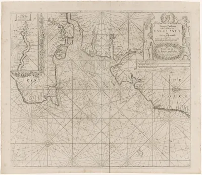 Paskaart van een deel van de oostkust van Engeland met de monding van de Theems
