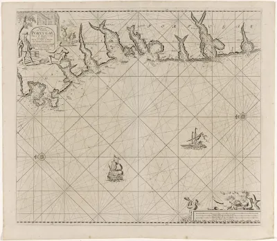 Paskaart van een deel van de zuidkust van Portugal
