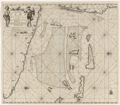 Paskaart van een deel van zuidoost Florida en noordoost Cuba