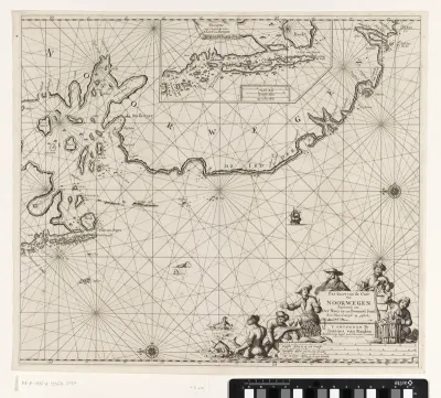 Paskaart van een gedeelte van de kust van Noorwegen