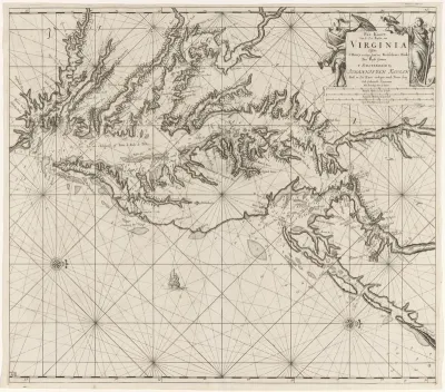 Paskaart van een gedeelte van de kust van Virginia