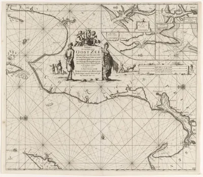 Paskaart van een gedeelte van de Oostzee met de kust van Polen en Letland