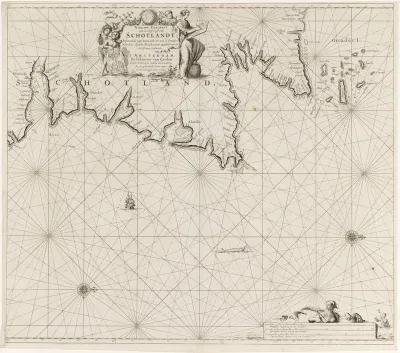 Paskaart van een gedeelte van noordoostkust van Schotland en de Orkney Eilanden