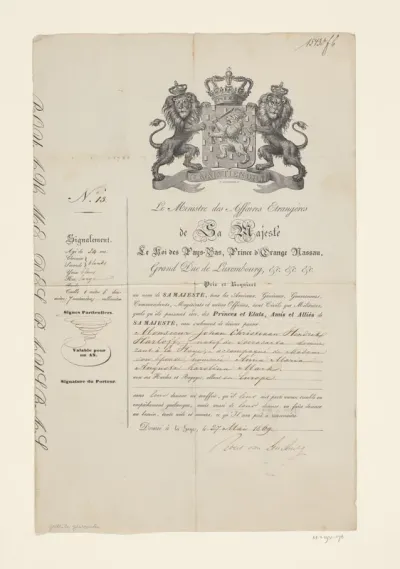 Paspoort op naam van Johan Christiaan Hendrik Harloff en zijn vrouw Anna Maria Augusta Karolina Mark, 27 mei 1869