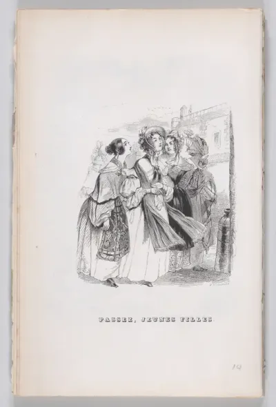 Passing Young Girls, from "The Complete Works of Béranger"