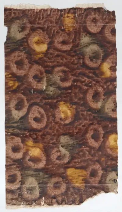 Paste paper with purple, yellow, and green patterns
