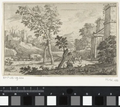 Pastoraal landschap met een huifkar