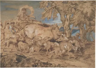 Pastoral Scene: Nomads with Sheep and Cattle