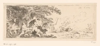 Pastorale scène met schapenherders