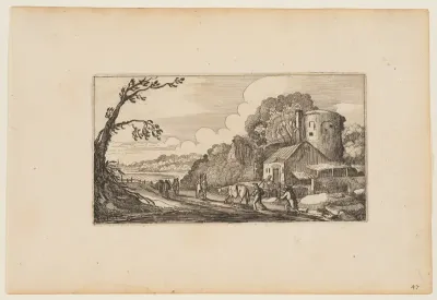 Path to Left of a Farm Dominated by a Round Tower, from Twelve landscapes with Figures