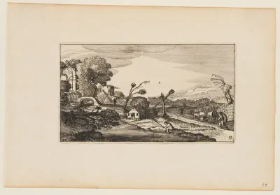 Path to Right of Water; Roman Ruins Beyond at Left, from Twelve landscapes with Figures