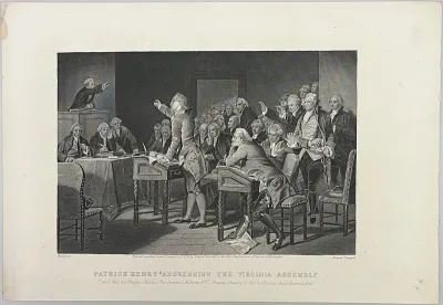 Patrick Henry addressing the Virginia Assembly