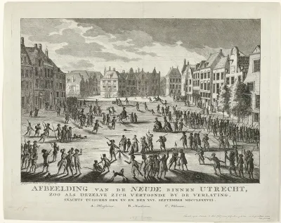 Patriotten verlaten de Neude te Utrecht, 1787
