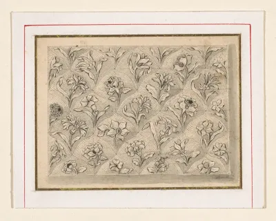 Patroon van ruitvormige vlakken met bloemen