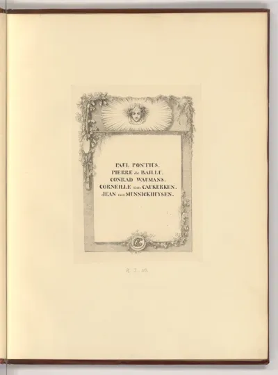 Paul Pontius; Pierre de Baillu; Conrad Waumans; Corneille van Caukerken; Jean van Munnickhuysen