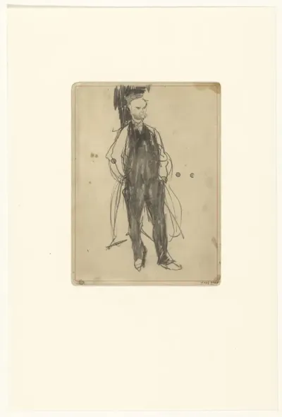 Paul Verlaine, staande met de handen in de zakken