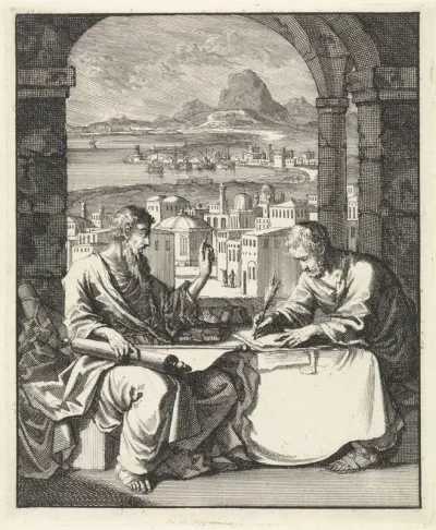 Paulus dicteert Tertius de brief aan de Romeinen