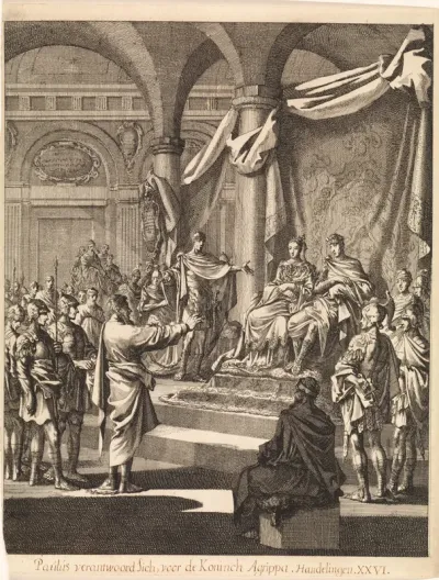 Paulus geketend voor koning Agrippa