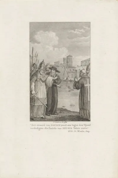 Paus Julius II gooit de sleutels van Petrus in de Tiber