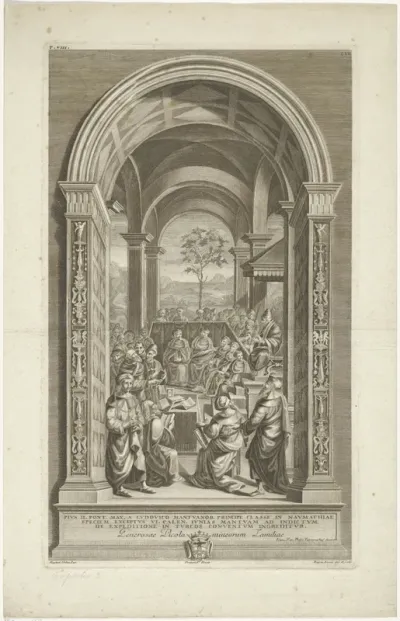 Paus Pius II houdt een concilie te Mantua