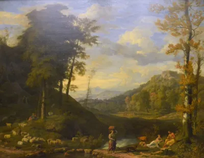 Paysage avec berger et joueur de flûte