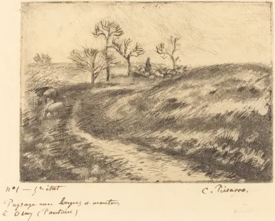 Paysage avec berger et moutons a Osny (Pontoise)