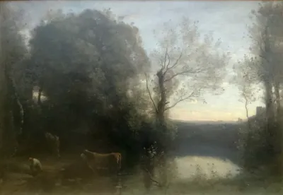 Paysage, soleil couchant