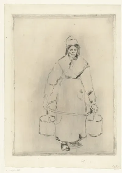 Paysanne au puits, étude