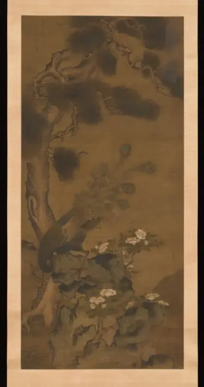 Peacock with Pine and Camellia