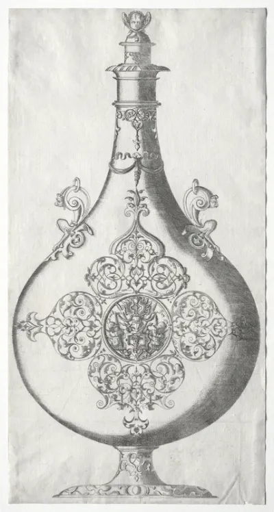 Pear-shaped Bottle with Trophy of Arms