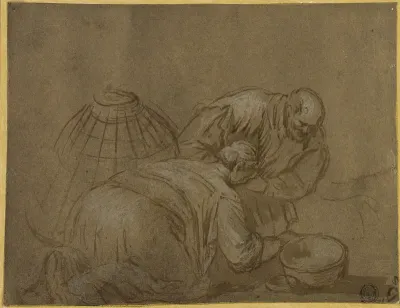 Peasant Couple Looking in a Basket